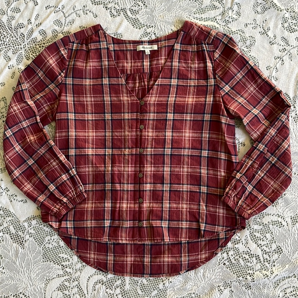 Madewell Pink Plaid Top Size XS